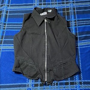 Vintage 90s Sienna Blues Black Vest - Size M